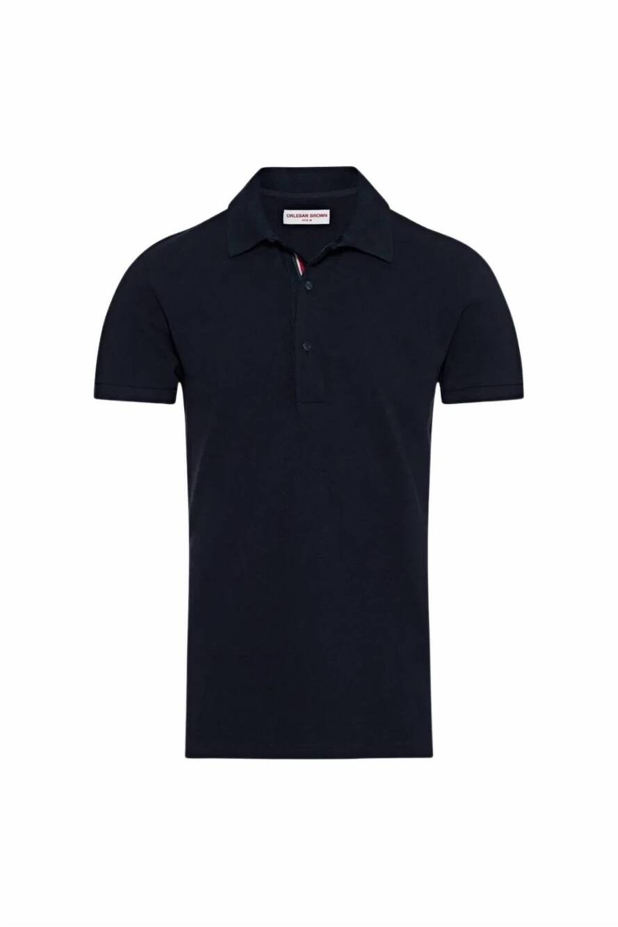 NEW ORLEBAR BROWN men's whiteside stripe trim polo in navy